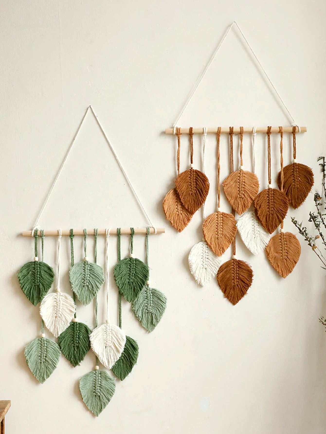 Leaf Macrame Wall Hanging in Earth Tones