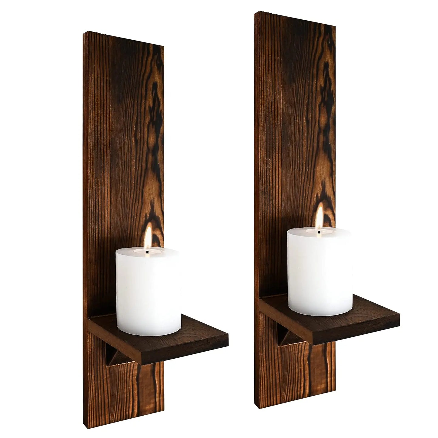 Natural Wood Wall Candle Display Set