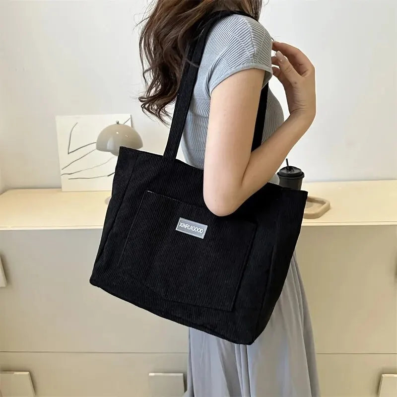 Street Style Corduroy Tote