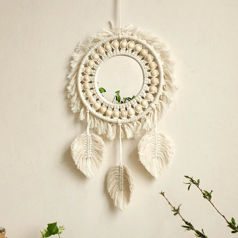 Macrame Woven Mirror | Natural Aesthetic Wall Decor for Cozy Spaces