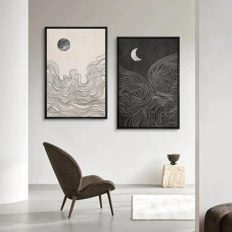 Moonlit Sun – Abstract Boho Canvas Print for Tranquil Spaces