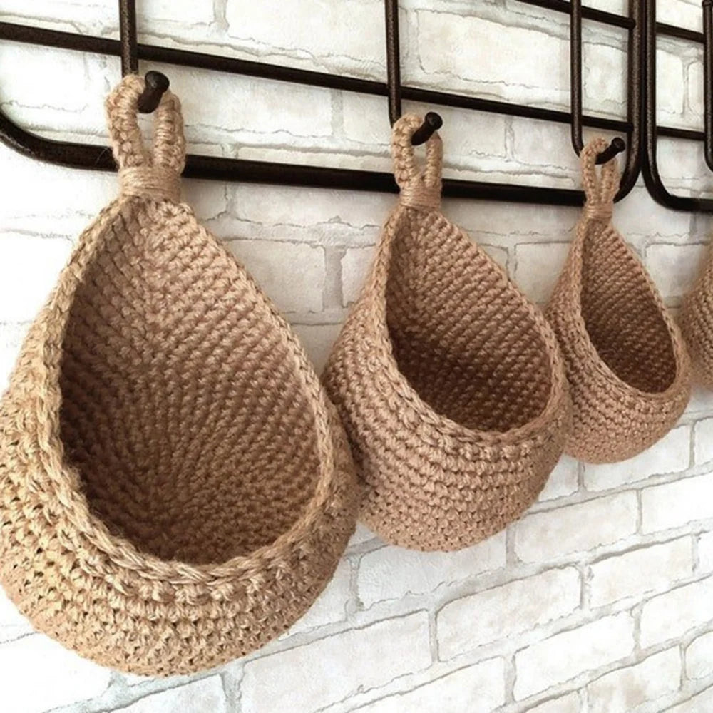 Macrame Wall Basket for Kitchen and Garden Storage