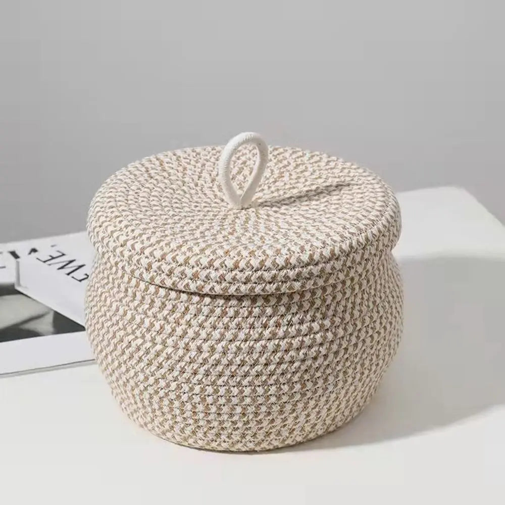 Lidded Cotton Rope Basket