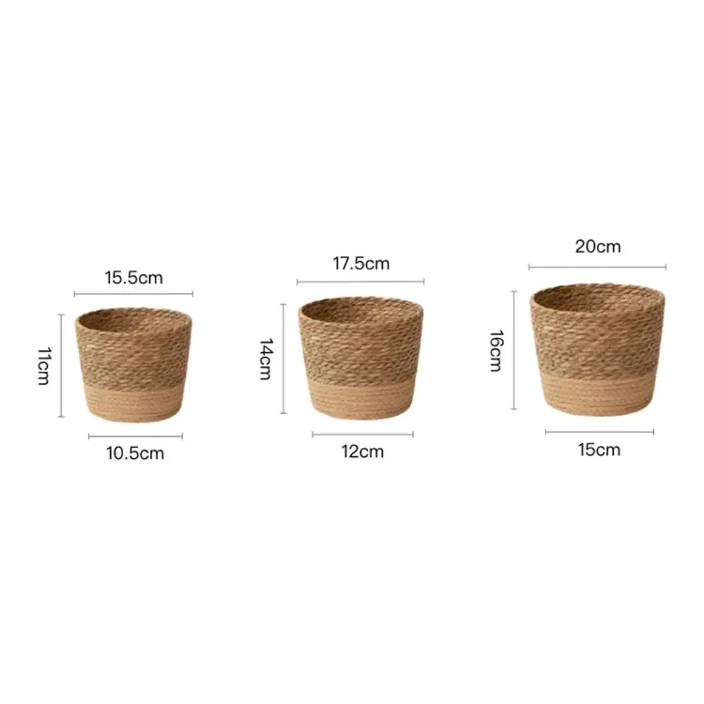 Handwoven Straw Pot Basket