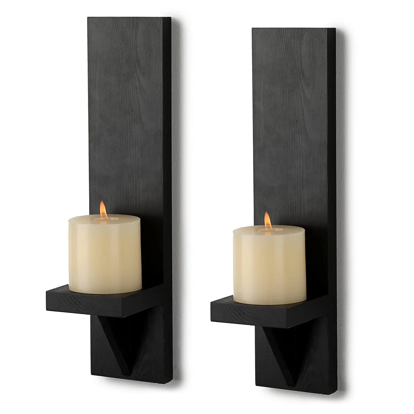 Natural Wood Wall Candle Display Set