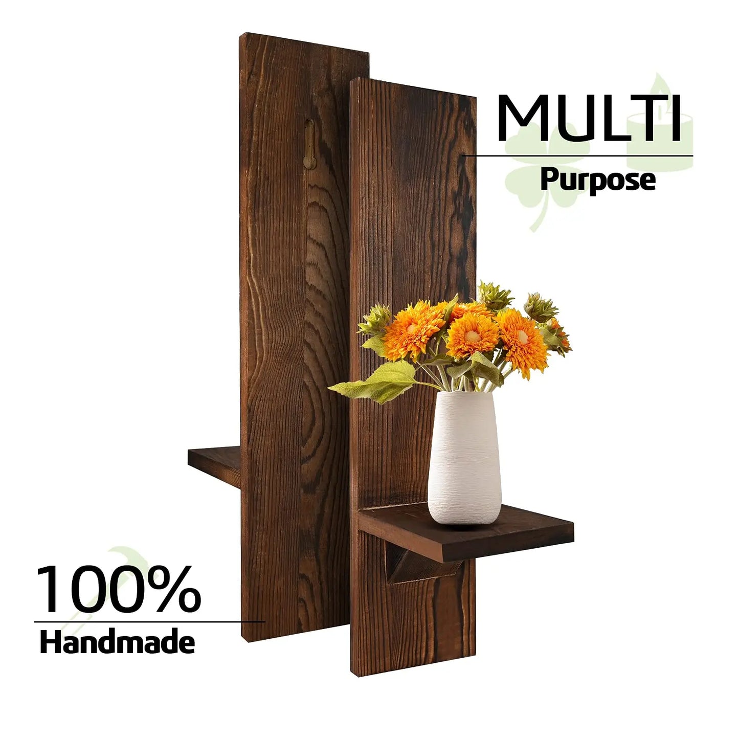 Natural Wood Wall Candle Display Set