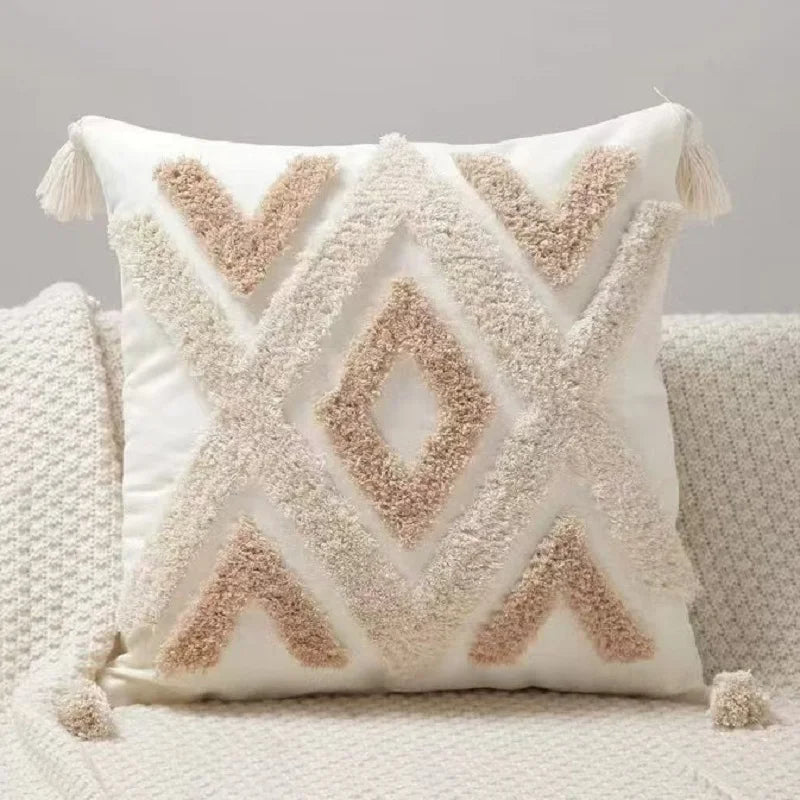 Cream Woven Boho Inspired Pillow