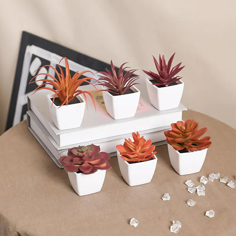 Set of 6 Mini Faux Succulents with Pots