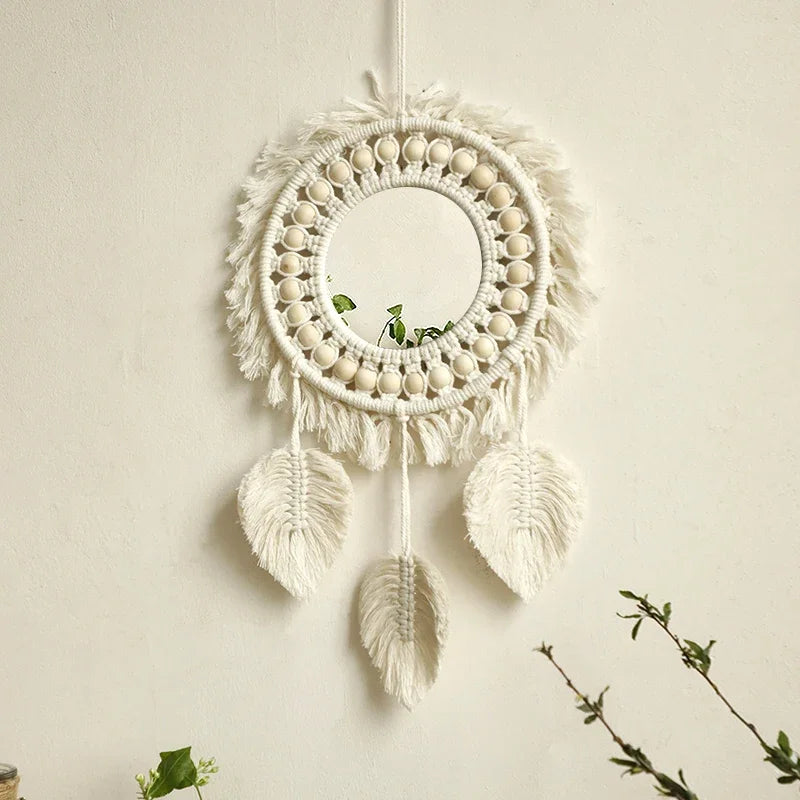 Macrame Woven Mirror | Natural Aesthetic Wall Decor for Cozy Spaces