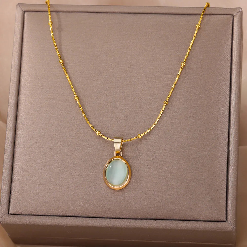 Classic Gold Opal Necklace
