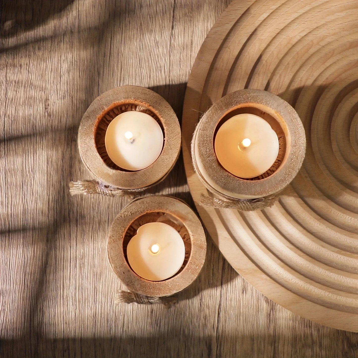 Wooden Candle Holder Set
