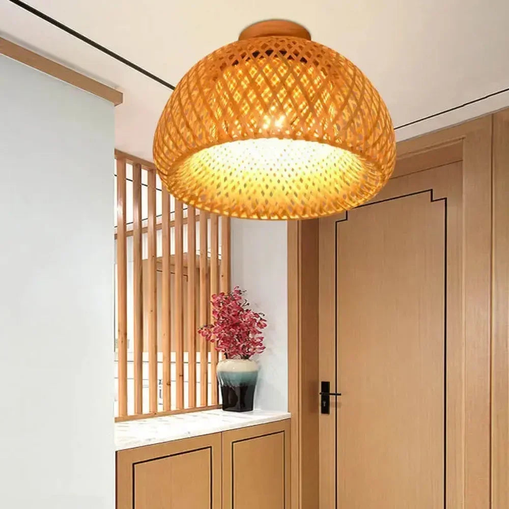 Rustic Woven Bamboo Light
