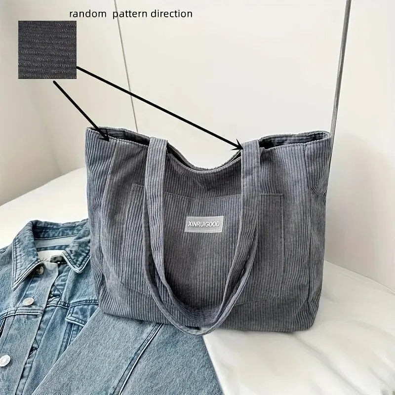 Street Style Corduroy Tote