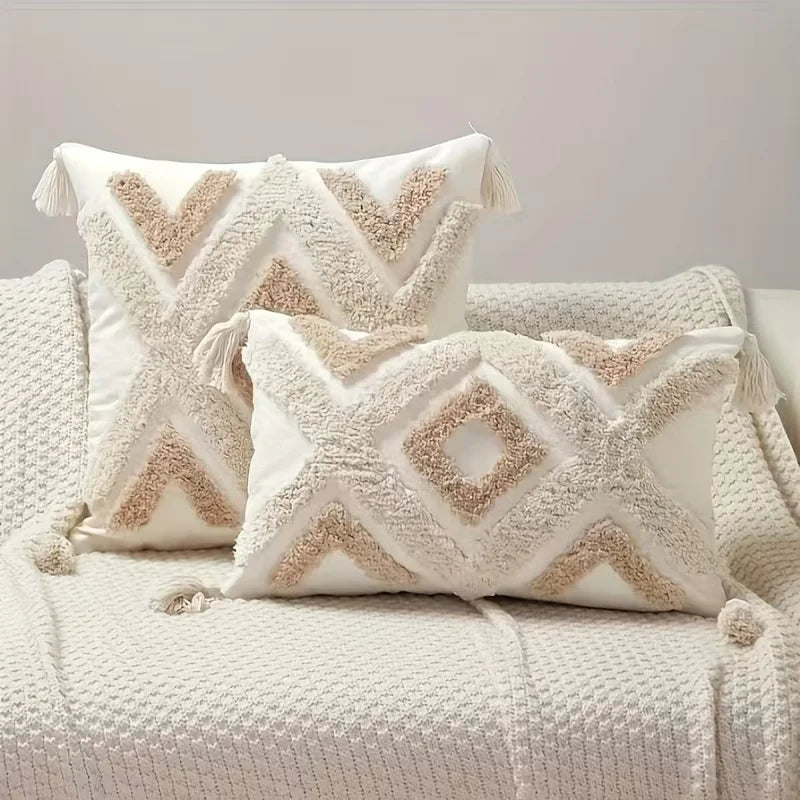 Cream Woven Boho Inspired Pillow