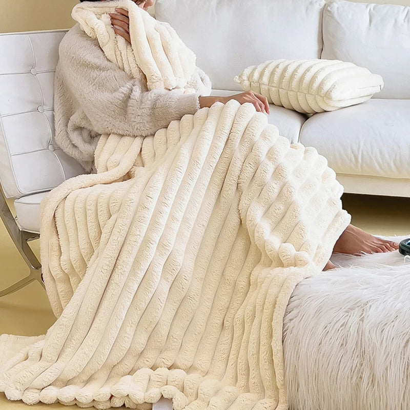 Soft and Warm Striped Blanket for Sofa and Bed Cover