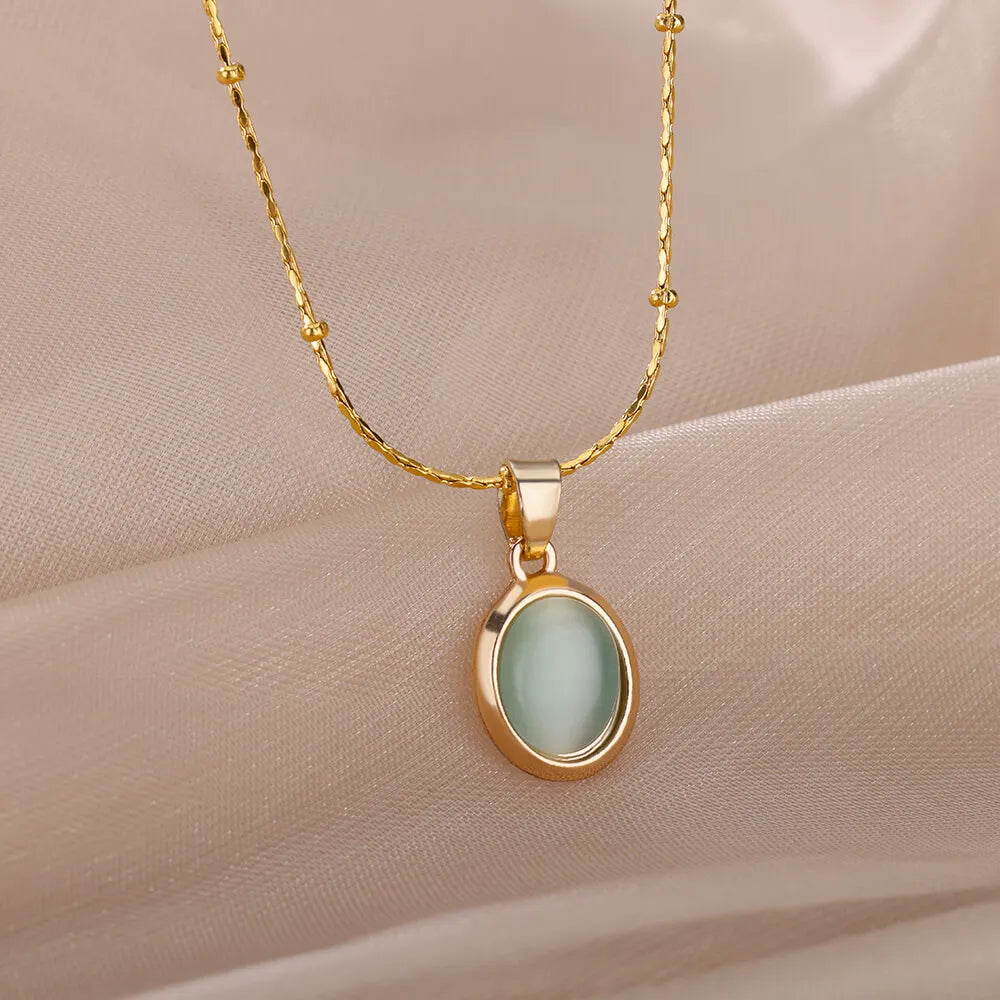 Classic Gold Opal Necklace
