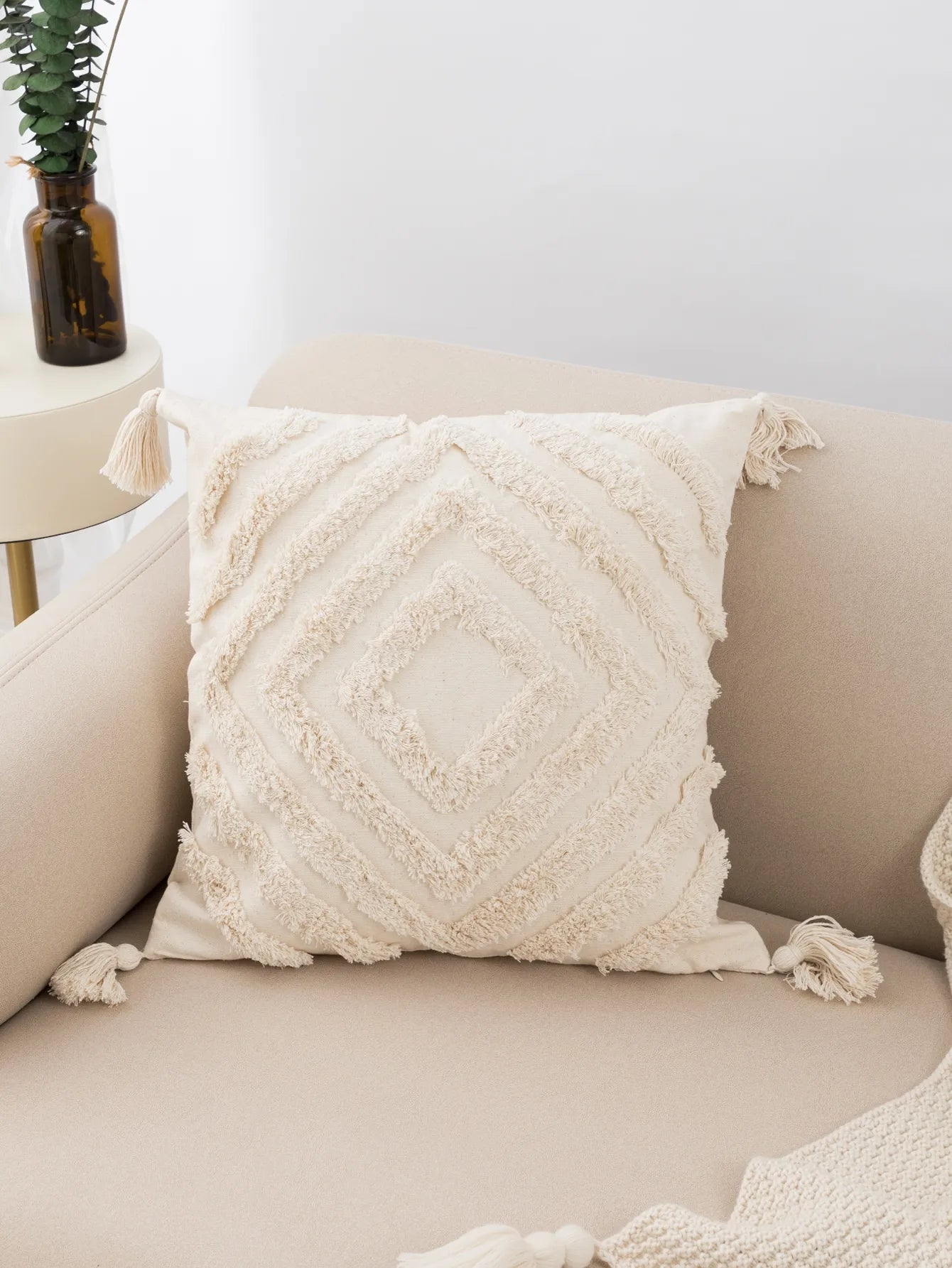 Cozy Fringe Lumbar Cushion Cover