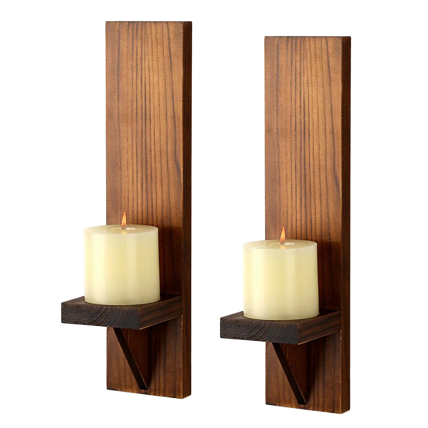 Natural Wood Wall Candle Display Set