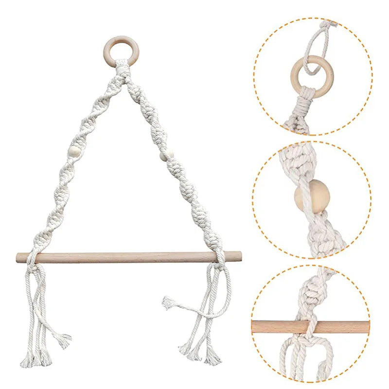 Handwoven Macrame Wall Rack for Paper Roll and Towels
