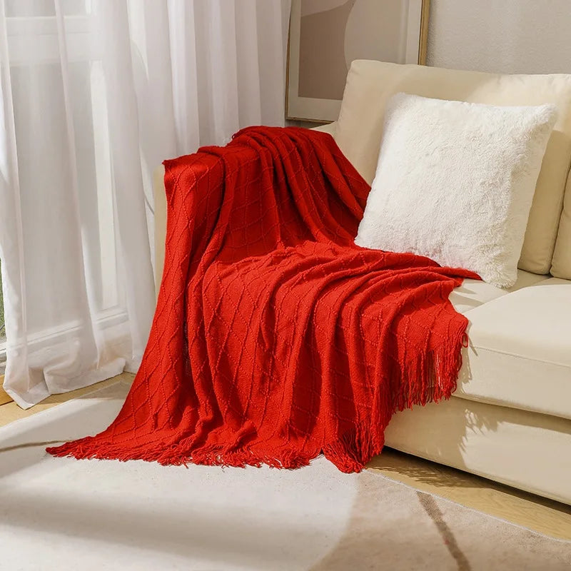Knitted Blanket with a Cozy Farmhouse Touch
