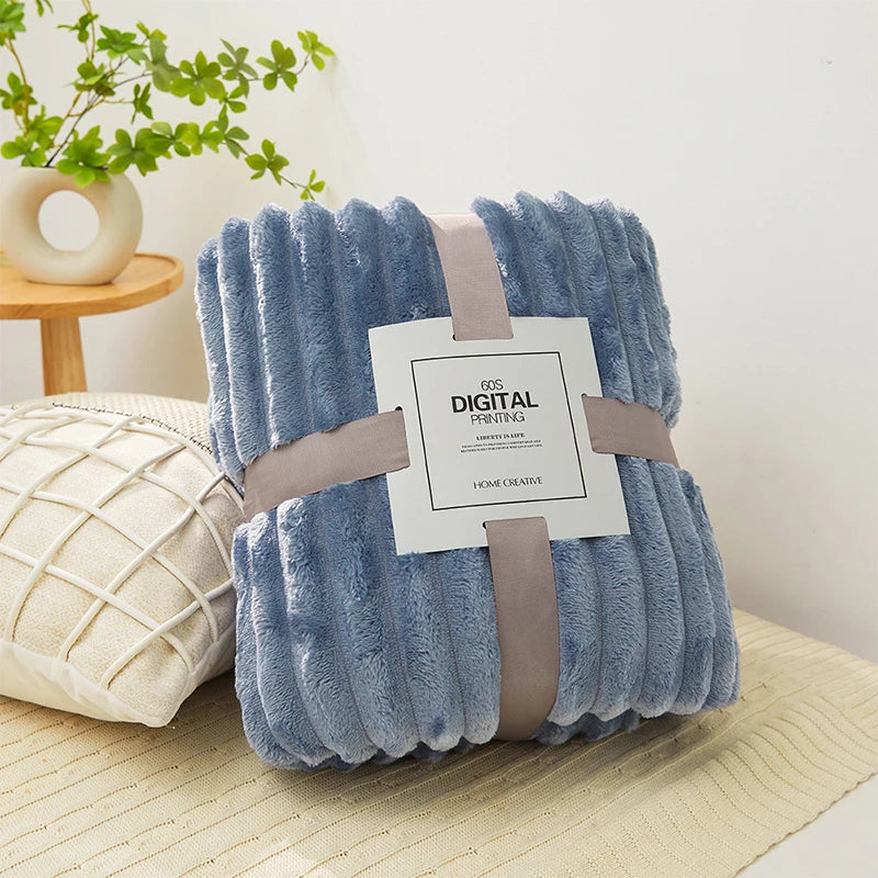 Soft and Warm Striped Blanket for Sofa and Bed Cover