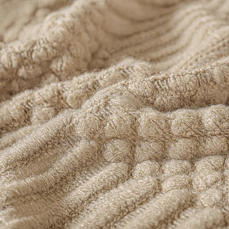 Knitted Blanket with a Cozy Farmhouse Touch
