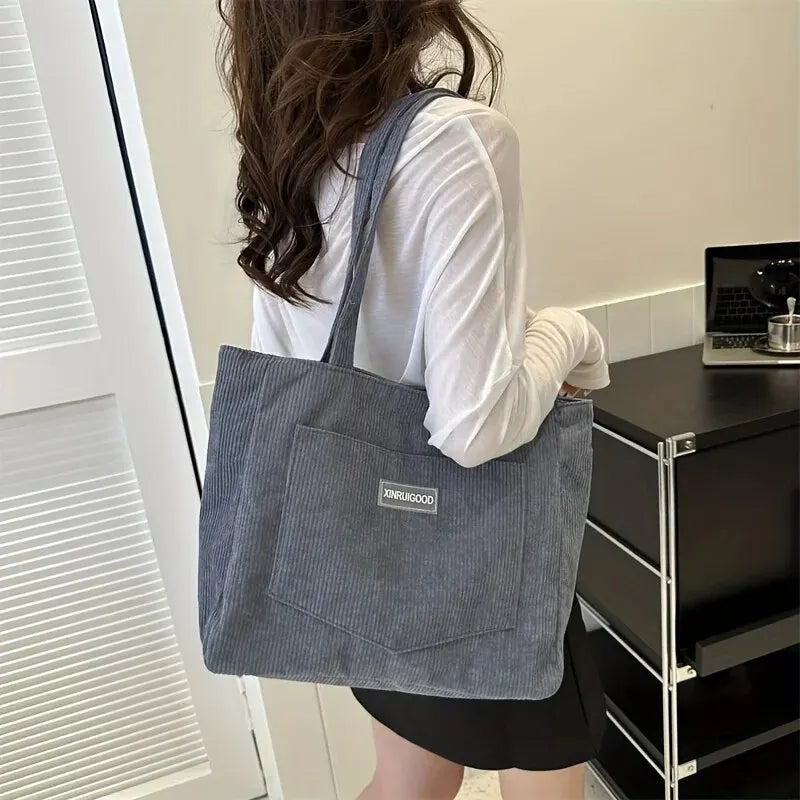 Street Style Corduroy Tote