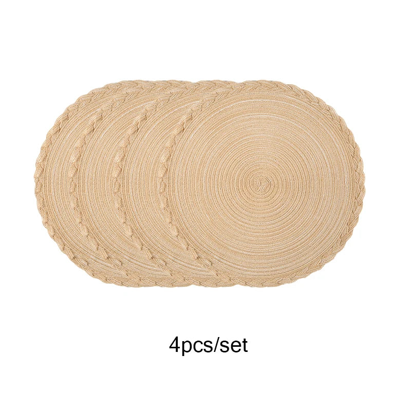 Soft Cotton Woven Round Placemats Set