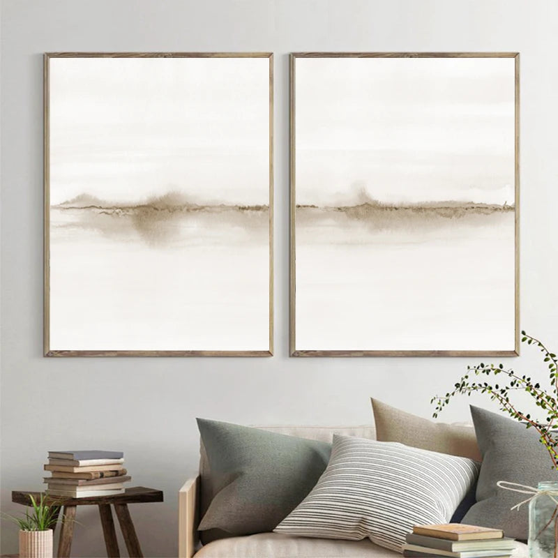 Abstract Neutral Watercolor Landscape Canvas Art