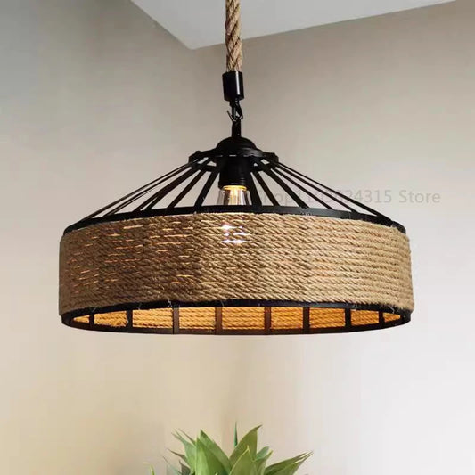 Rustic Rope Hanging Lamp