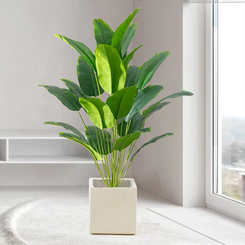 Lush Faux Tropical Palm and Banana Leaves