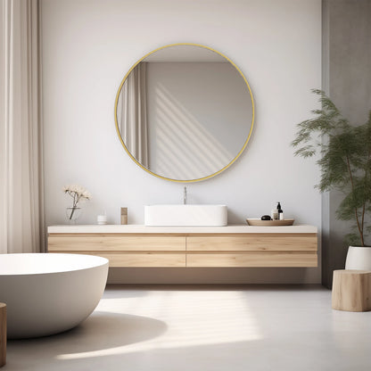 Modern Gold Mirror in Smooth Metal Finish