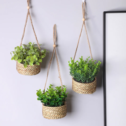 Woven Rosemary and Grass Potted Arrangement