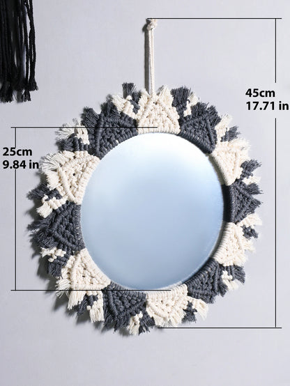 Macrame Woven Mirror | Natural Aesthetic Wall Decor for Cozy Spaces