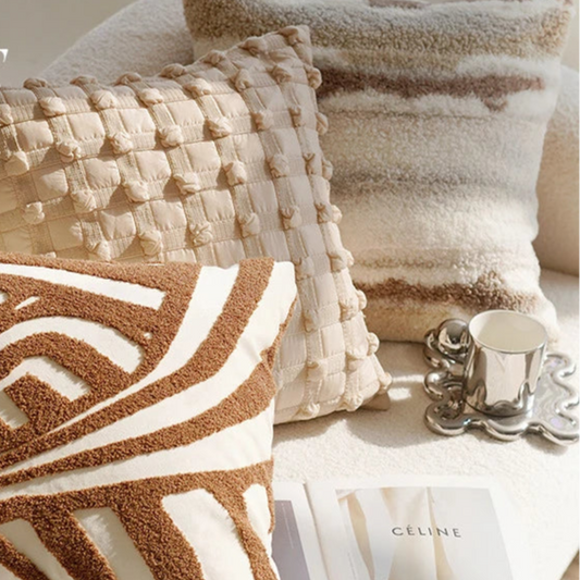 Soft Beige & Brown Accent Pillow