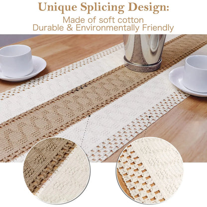 Boho Table Runner with Crochet Trim