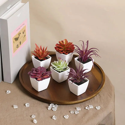 Set of 6 Mini Faux Succulents with Pots