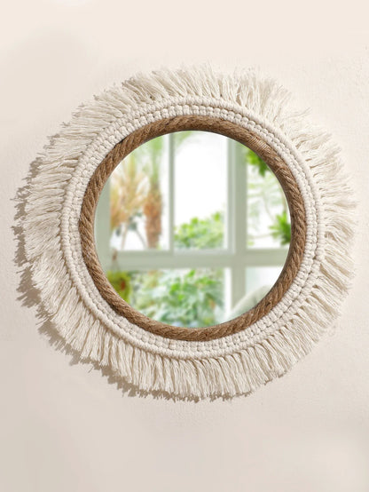 Macrame Woven Mirror | Natural Aesthetic Wall Decor for Cozy Spaces