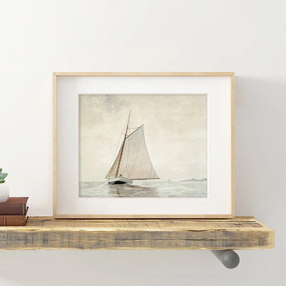 Whispering Tides – Antique Coastal Canvas Art for Boho Spaces (4pcs)