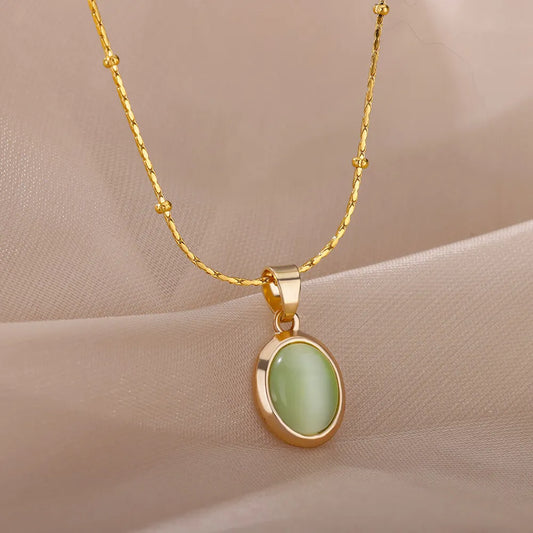 Classic Gold Opal Necklace