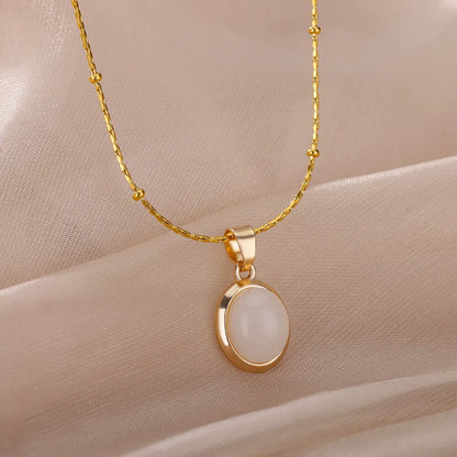 Classic Gold Opal Necklace