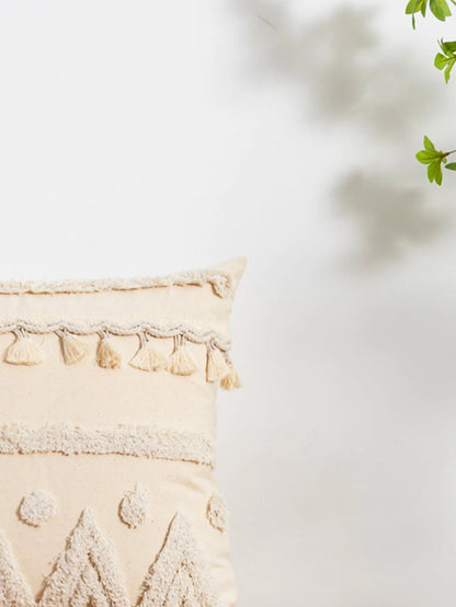 Beige Dot Tassel Pillow