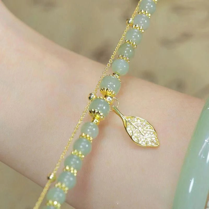 Green Jade Leaf Bracelet