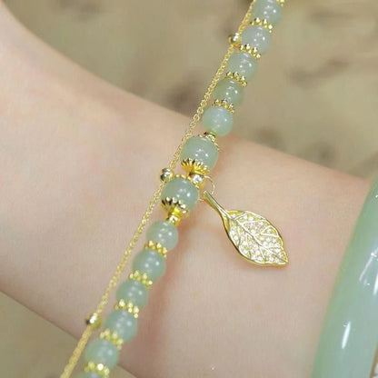 Green Jade Leaf Bracelet