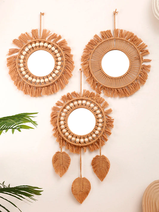 Bohemian Style Woven Wall Mirror