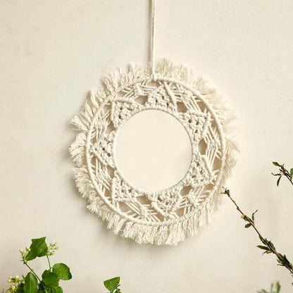 Macrame Woven Mirror | Natural Aesthetic Wall Decor for Cozy Spaces