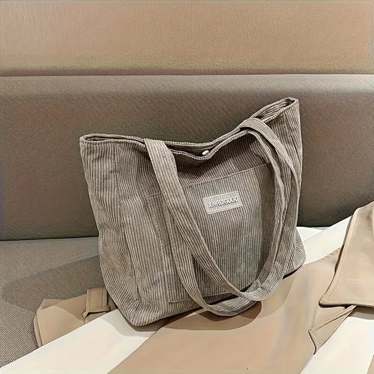 Street Style Corduroy Tote