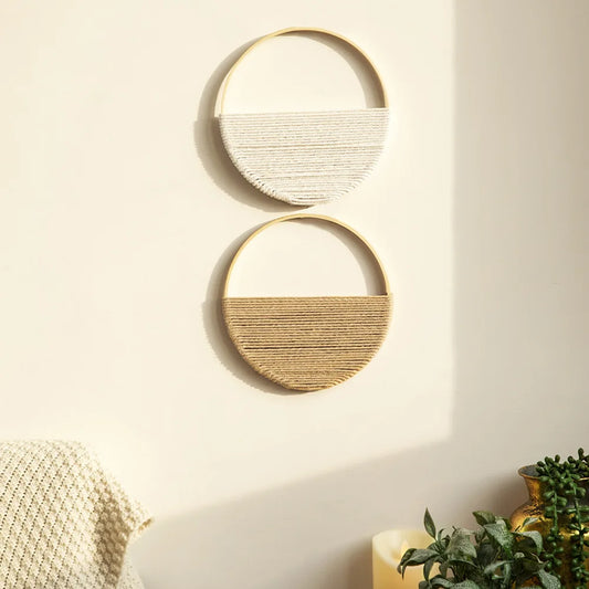 Woven Macrame Decor Duo in Natural Tones