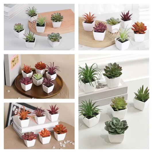 Set of 6 Mini Faux Succulents with Pots