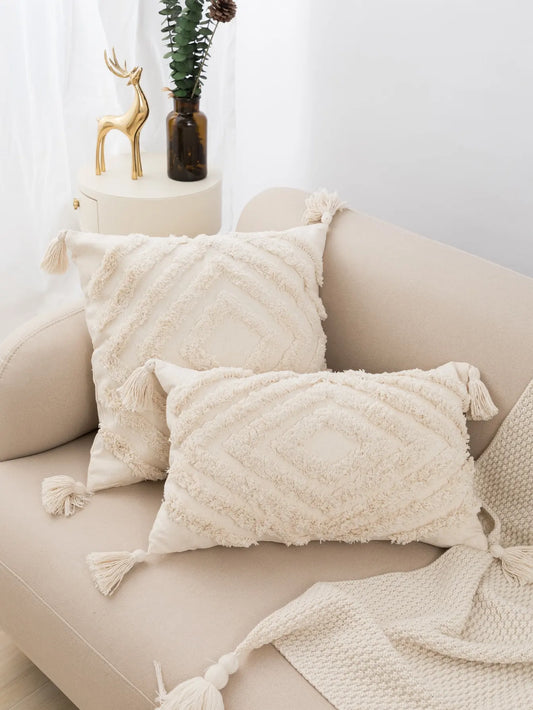 Cozy Fringe Lumbar Cushion Cover